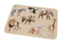 Puzzle din lemn cu manere Classic World - Safari