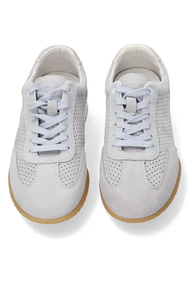 Pantofi sport uni din piele intoarsa cu perforatii