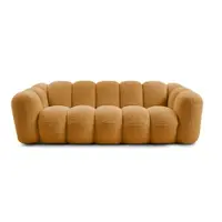Canapea galben-muștar cu tapițerie din țesătură bouclé 232 cm Hippolyte – Bobochic Paris