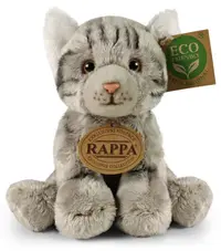 Jucărie de pluș Rappa Eco Prieteni – Pisicuță gri șezând, 14 cm