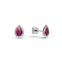 Cercei din aur alb cu rubine taietura pear de 1.37ct si diamante de 0.15ct