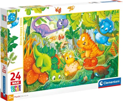 Puzzle pentru copii Clementoni din 24 piese - Oaza fericită a dinozaurilor