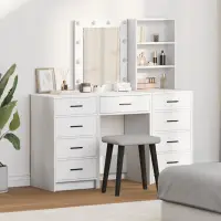 vidaXL Masă de Machiaj 3 buc. Alb 40 x 41 x 135 cm Lemn prelucrat
