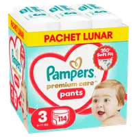 Scutece-chilotel Premium Care Pants XXL Box Marimea 3 pentru 6-11 kg, 114 bucati, Pampers