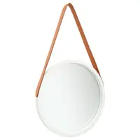 vidaXL Oglindă de perete cu o curea, 40 cm, alb