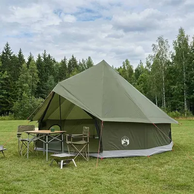 vidaXL Cort Tipi 6 persoană Verde măsliniu Poliester și oțel