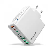 Incarcator Retea Techsuit CHPD224, 65W, 3.25A, 4 x USB-A - 4 x USB-C, Alb