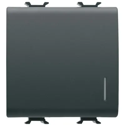 Intrerupator simplu cu Led ( neinclus ) 2 module 16A borne cu surub Gewiss Chorus GW12032, negru satin