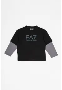 Bluza cu imprimeu logo si model 2 in 1 - Negru