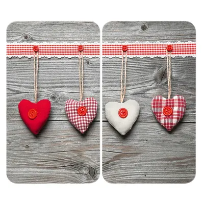 Set 2 protecții din sticlă pentru aragaz Wenko Heart, 52 x 30 cm