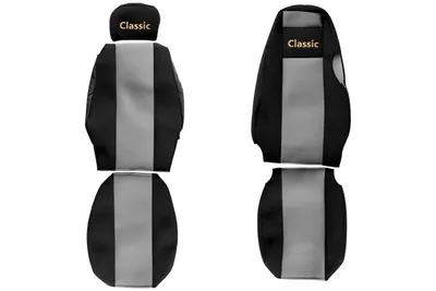 Set huse scaun textil camion compatibile cu SERIA 4 cu tetiere diferite, Gri