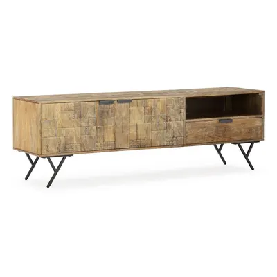 Comodă TV în culoare naturală din lemn de mango 175x55x40 cm Priya – MOME