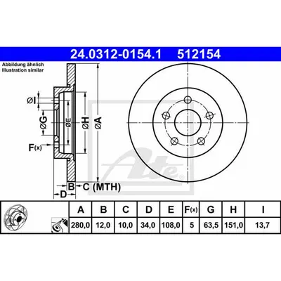 Disc frana ATE 24.0312-0154.1