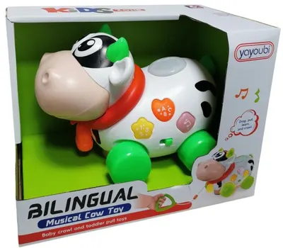 Jucărie muzicală interactivă de tras Raya Toys - Musical Cow