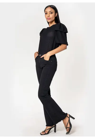Pantaloni negri Evazati J230-1 M7 19100 - Negru