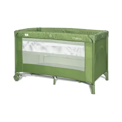 Patut pliabil, Lorelli Carina, 2 nivele, deschidere laterala cu fermoar, prevazut cu roti cu frana, Green Stars