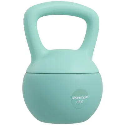 SPORTNOW Kettlebell 6 kg cu mâner antiderapant pentru fitness, forță și cardio, 19 x 19 x 28 cm verde | Aosom Romania