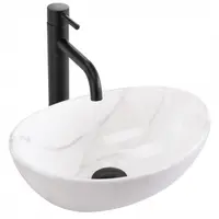 Lavoar pe blat imitatie piatra cu finisaj lucios, oval, Rea Sofia Mini