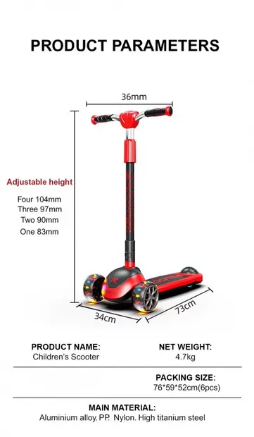 Trotineta pentru copii Nichiduta ScootRide Pink cu 3 roti, ghidon reglabil si roti luminoase, inaltime reglabila, dimensiune 73 x 34 x 36 cm