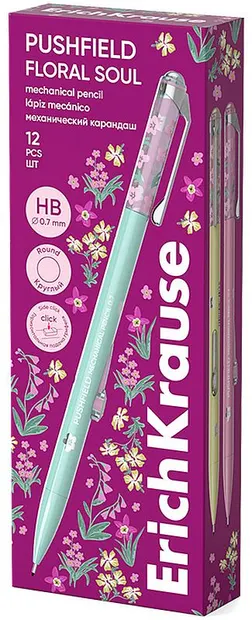 Creion automat Erich Krause Floral Soul - HB, 0.7 mm, sortiment