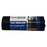 Saci Menajeri 60 l, 10 Bucati, LDPE Negru, Horeca
