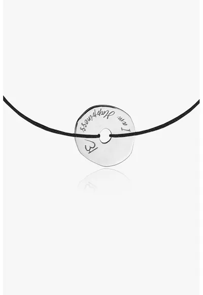 Bratara ajustabila cu talisman de argint veritabil - Negru/Argintiu