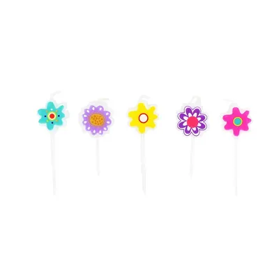 Set 5 lumânări Floricele Multicolor