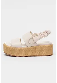 Sandale wedge din piele ecologica Opal - Bej deschis