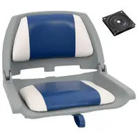 vidaXL Set scaun pliabil pentru barcă, 2 piese, cu pernă alb-albastru