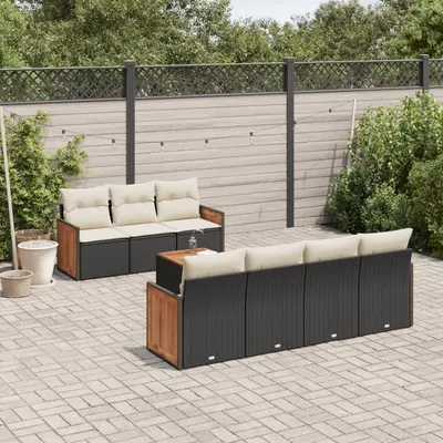 Gossi set mobilier de gradina cu perne, 8 piese, negru, poliratan