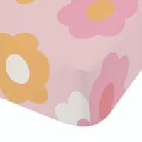 Cearceaf pentru copii roz pentru pat de o persoană cu elastic 90x190 cm Retro Daisy – Catherine Lansfield