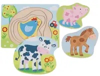 Goki Puzzle multistrat din lemn - Animale de fermă