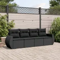 Gossi set mobilier de gradina cu perne, 4 piese, negru, poliratan