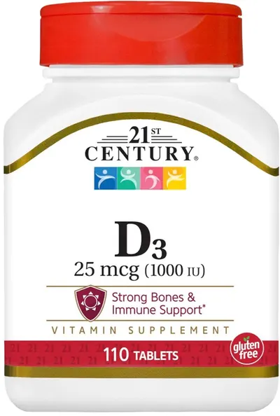 Vitamin D3, 25 mcg, 110 tablete, 21st Century