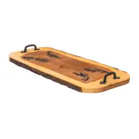 Tava din lemn de arin, sculptata, cu manere din fier forjat, 61x30cm / EXT 10130 Engros