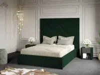 Pat Tapitat cu Panou 191x170 C2 Dubai cu somiera fixa Verde Inchis - Velluto 27 180x200