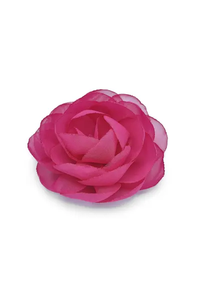 Agrafa par floare trandafir - Rose - voal rosu corai - Roz aprins