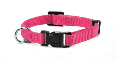 Zgarda reglabila din nylon, roz, confortabila, 33-40 cm x 1.5 cm