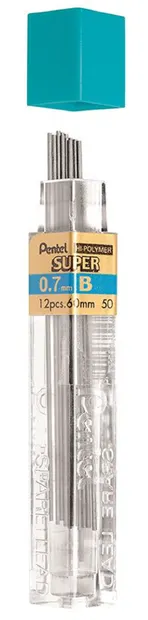 Mine grafit Pentel Hi - Polymer - B, 0.7 mm, 12 bucati