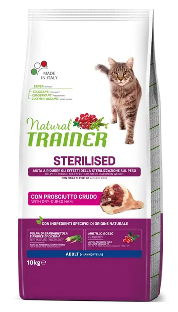 Hrana Uscata Pisici Sterilizate, Natural Trainer, Prosciutto Crudo, 10 kg