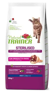 Hrana Uscata Pisici Sterilizate, Natural Trainer, Prosciutto Crudo, 10 kg