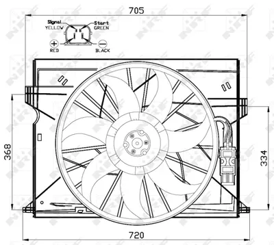 Ventilator radiator (cu carcasa) potrivit MERCEDES CLS (C219), E T-MODEL (S211), E (VF211), E (W211) 1.8-5.5 03.02-12.10