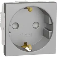 Priza 2P+E 16A cu obturatoare Schneider Noua Unica NU303730, aluminiu