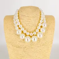 Colier scurt dublu cu perle mari , elegant E i statement