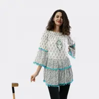 Bluza brodata cu imprimeu si ciucuri 3