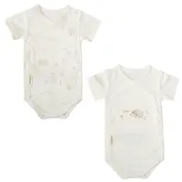 Set body-uri cu mânecă scurtă Bimbidreams - Noe, 2 bucăți, 0-1 luni, White/Linen