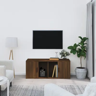 vidaXL Comodă TV, stejar maro, 100x35x40 cm, lemn prelucrat