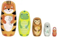 Păpuşi matrioşka Goki - Tiger and friends, 5 buc