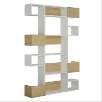 Biblioteca NIHO, alb + stejar, 120x27x171 cm