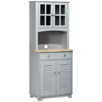 HOMCOM Bufet pentru bucatarie, Mobilier din lemn, dulap de bucatarie in stil clasic, Gri, 68x39.5x170cm | Aosom Romania